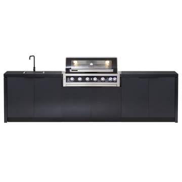 Cabinex Galaxy Black (Classic) 6 Burner Outdoor Kitchen Package with Porcelain Benchtop